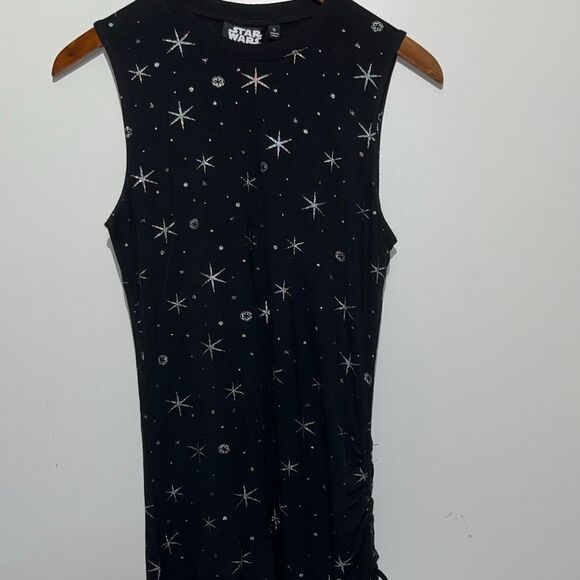 Star Wars Tops - Star Wars Women's Black White Star Cinched Crew Neck Sleeveless Tunic Top Small‎